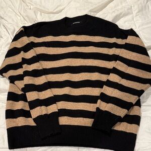 Naadam Black and Tan Striped Cashmere Sweater